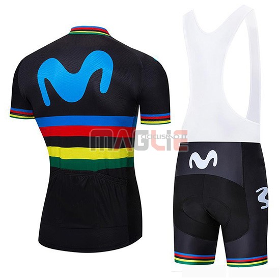 Maglia UCI Mondo Campione Movistar Manica Corta 2019 Nero - Clicca l'immagine per chiudere